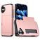 Mobigear Card Coque iPhone 16 Coque arrière Rigide Anti-Chocs avec Porte-Cartes - Rose doré