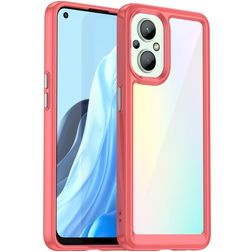 Mobigear Crystal Coque OPPO Reno 7 Lite Coque arrière Rigide - Transparent / Rouge