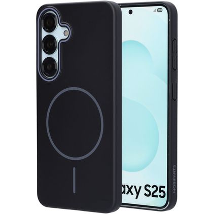 Mobiparts Slim Line Coque Samsung Galaxy S25 MagSafe Coque arrière Rigide - Onyx Black