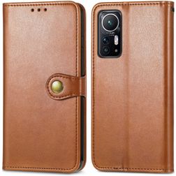 Mobigear Snap Button Housse Xiaomi 12 Etui Porte-Monnaie - Marron