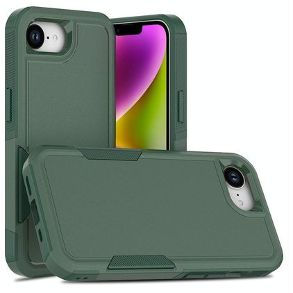 Mobigear Heavy Armor Coque iPhone 16e Coque arrière Rigide Anti-Chocs - Vert