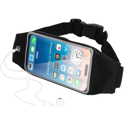 Mobiparts Comfort Fit Belt Brassard Téléphone iPhone 17 Pro Max Ceinture Coque de Sport en Neoprène - Noir
