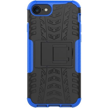 Mobigear Tire Coque iPhone 7 Coque arrière Rigide Anti-Chocs avec Support Amovible - Noir / Bleu