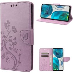 Mobigear Flowers Housse Motorola Moto G82 Etui Porte-Monnaie - Violet