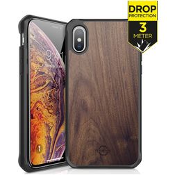 ITSkins HybridFusion Coque iPhone XS Max Coque arrière Rigide Anti-Chocs - Dark Wood