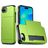 Mobigear Card Coque iPhone 16e Coque arrière Rigide Anti-Chocs avec Porte-Cartes - Vert