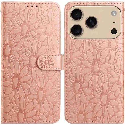 Mobigear Flowers Housse iPhone 17 Pro Max Etui Porte-Monnaie - Rose doré