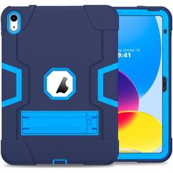 Mobigear ShieldStand Coque iPad 10 (2022) Coque arrière en Plastique rigide,Silicone + Support Amovible - Bleu / Bleu Marin