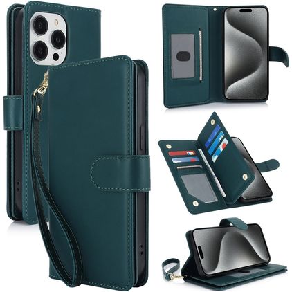 Mobigear Wallet Housse iPhone 15 Pro Etui Porte-Monnaie - Vert