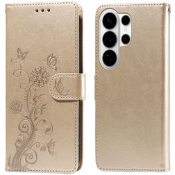 Mobigear Flowers Housse Samsung Galaxy S26 Ultra Etui Porte-Monnaie - Or