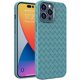 Mobigear Woven Coque iPhone 14 Pro Max Coque arrière en TPU Souple - Bleu