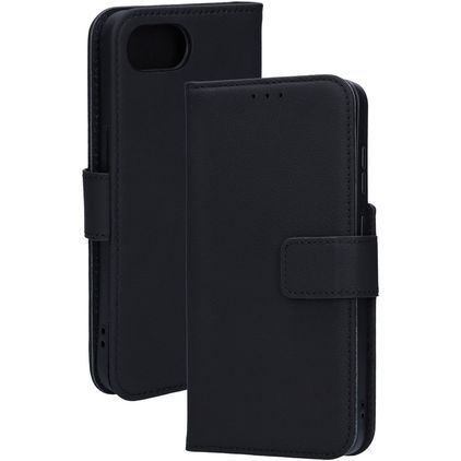 Mobiparts Housse iPhone 16e Etui en Cuir Véritable Porte-Monnaie - Noir