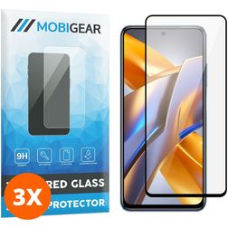 Mobigear Premium POCO M5s Verre trempé Protection d'écran - Compatible Coque - Noir (Lot de 3)