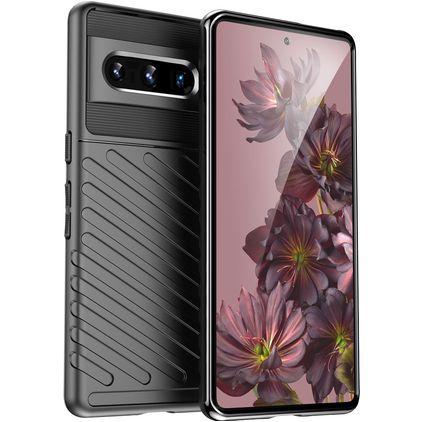 Mobigear Groove Coque Google Pixel 7 Pro Coque arrière en TPU Souple - Noir