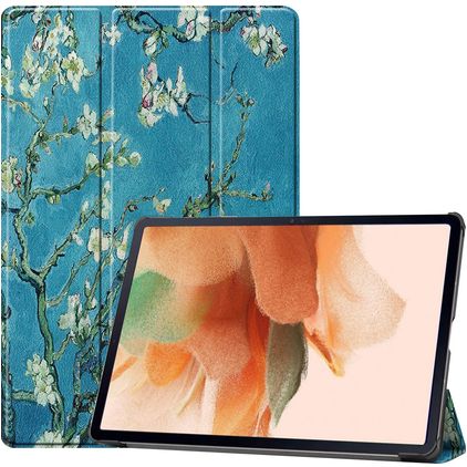 Mobigear Tri-Fold Coque Samsung Galaxy Tab S7 FE Etui - Fleurs d'amande