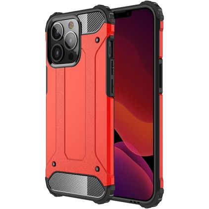 Mobigear Outdoor Coque iPhone 13 Pro Max Coque arrière Rigide Anti-Chocs - Rouge