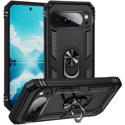 Mobigear Armor Ring Google Pixel 10 Pro XL Plastique rigide Coque arrière Antichoc avec bague de maintien - Noir