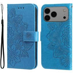 Mobigear Flowers Housse iPhone 17 Pro Max Etui Porte-Monnaie - Bleu