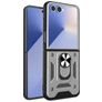 Mobigear Armor Ring Coque Samsung Galaxy Z Flip 7 Coque arrière Rigide Anti-Chocs avec Anneau-Support - Argent