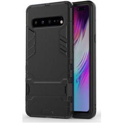 Mobigear Armor Stand Coque Samsung Galaxy S10 5G Coque arrière Rigide Anti-Chocs avec Support Amovible - Noir