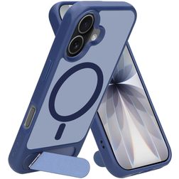 Mobiparts Hardcover Coque iPhone 17 MagSafe Coque arrière Rigide avec Support Amovible - Satin Blue