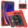 Mobigear SureGrip Xtreme Coque Samsung Galaxy Tab S9 FE Coque arrière en Plastique rigide,Silicone + Porte-crayon + Bandoulière + Support Amovible - Rouge