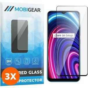 Mobigear Premium Realme C25Y Verre trempé Protection d'écran - Compatible Coque - Noir (Lot de 3)