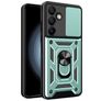 Mobigear Armor Ring Cam Slide Coque Samsung Galaxy S24 FE Coque arrière Rigide Anti-Chocs avec Anneau-Support et Protecteur Lentilles - Vert