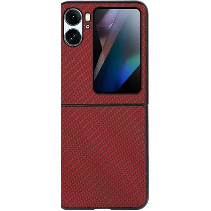 Mobigear Carbon Coque OPPO Find N2 Flip Coque arrière Rigide - Rouge
