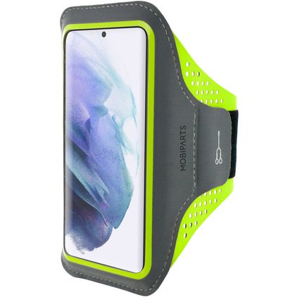 Mobiparts Comfort Fit Brassard Téléphone Samsung Galaxy S21 Brassard Coque de Sport en Neoprène - Neon Green