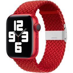 Mobigear Braided Bracelet Nylon pour Apple Watch Fermeture à pince - 49/46/45/44 mm - Rouge