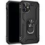 Mobigear Armor Ring Coque iPhone 12 Pro Max Coque arrière Rigide Anti-Chocs avec Anneau-Support - Noir