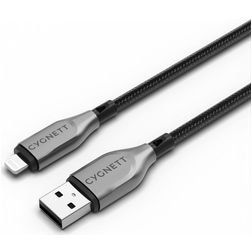 Cygnett Armoured - Câble USB-A vers Apple Lightning MFI 1 mètre - Noir