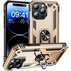 Mobigear Armor Ring Coque iPhone 15 Pro Max Coque arrière Rigide Anti-Chocs avec Anneau-Support - Or