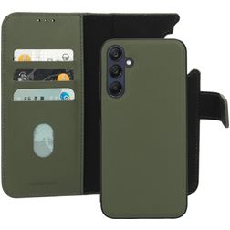Mobiparts Samsung Galaxy A25 Coque Cuir véritable Étui 2en1 avec coque amovible Portefeuille - Vert