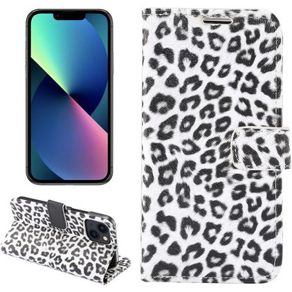 Mobigear Leopard Housse iPhone 14 Plus Etui Porte-Monnaie - Blanc