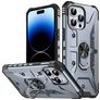 Mobigear Armor Ring Coque iPhone 14 Pro Max Coque arrière Rigide Anti-Chocs avec Anneau-Support - Gris