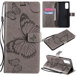 Mobigear Butterfly Housse OPPO Reno 4 Etui Porte-Monnaie - Gris