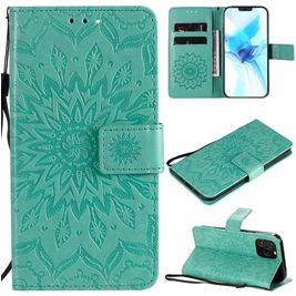 Mobigear Sunflower Housse iPhone 12 Mini Etui Porte-Monnaie - Turquoise