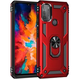 Mobigear Armor Ring Motorola Moto G50 Plastique rigide Coque arrière Antichoc avec bague de maintien - Rouge