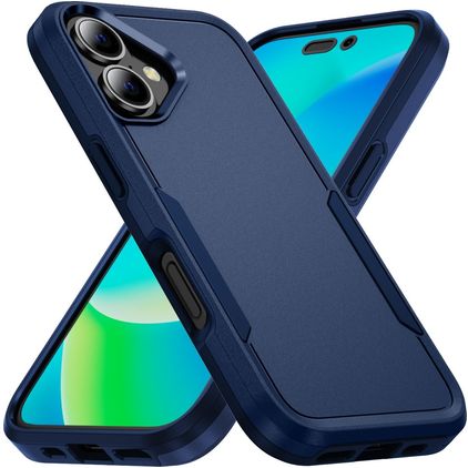 Mobigear Heavy Armor Coque iPhone 16 Coque arrière Rigide Anti-Chocs - Bleu