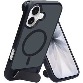 Mobiparts Hardcover Coque iPhone 17 MagSafe Coque arrière Rigide avec Support Amovible - Satin Black