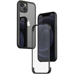 Valenta Full Cover Coque iPhone 14 Plus Coque arrière en Verre trempé Anti-Chocs - Transparent / Noir