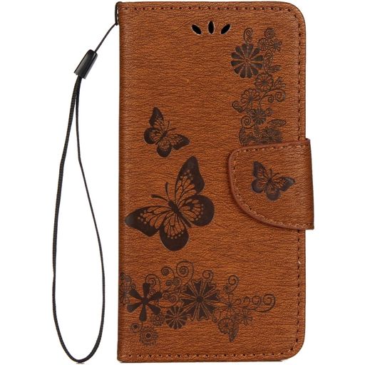 Mobigear Butterfly Housse iPhone XS Etui Porte-Monnaie - Marron