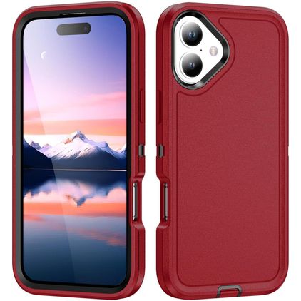 Mobigear Rugged iPhone 17 Plastique rigide Coque arrière Antichoc - Rouge