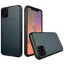 Mobigear Card Coque iPhone 11 Pro Coque arrière Rigide Anti-Chocs avec Porte-Cartes - Bleu Marin
