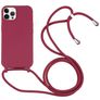 Mobigear Lanyard iPhone 16 Pro Max Coque avec cordon en Silicone - Rouge