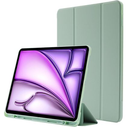 Mobigear Tri-Fold Gel Coque iPad Air 13 Pouces (2025) Etui en TPU,Similicuir + Porte-crayon - Vert