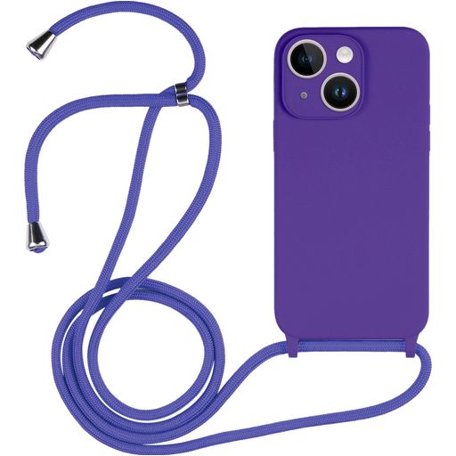 Mobigear Lanyard iPhone 15 Coque avec cordon en Silicone - Violet