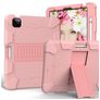 Mobigear ShieldStand iPad Air 5 (2022) Plastique rigide / Silicone Coque arrière + Porte-stylet + Support - Rose doré